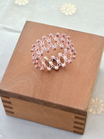 Load image into Gallery viewer, Rosegold Floral Motif expandable Silver Kada