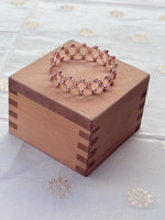 Load image into Gallery viewer, Rosegold Floral Motif expandable Silver Kada