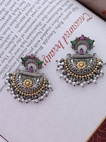 Load image into Gallery viewer, Oxidised Silver Temple Motif Earrings