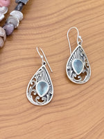 Load image into Gallery viewer, Silver Moonstone Drop Earrings