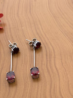 Load image into Gallery viewer, Garnet Silver Dangle Earrings