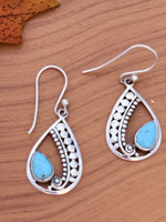 Load image into Gallery viewer, Silver Teardrop Turquoise Earrings