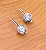 Load image into Gallery viewer, Silver Round Stone Earrings