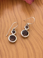 Load image into Gallery viewer, Silver Smoky Quartz Double Stone Earrings