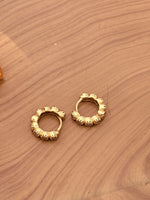 Load image into Gallery viewer, Gold-Plated Stone Hoop Earrings