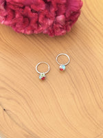 Load image into Gallery viewer, Silver Baby Hoops with Colorful stones