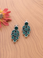Load image into Gallery viewer, Green Stone leaf Drop Earrings
