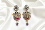 Load image into Gallery viewer, Antique Floral Kundan Silver Earrings