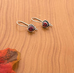Load image into Gallery viewer, Heart-Shaped Garnet Silver Earrings