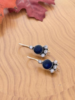 Load image into Gallery viewer, Blue Stone Silver Drop Earrings