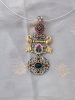 Load image into Gallery viewer, Antique Silver Hasli with Peacock Pendant