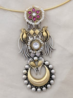 Load image into Gallery viewer, Silver Hasli with Peacock & Moon Design