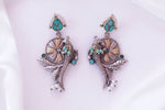 Load image into Gallery viewer, Peacock Floral Statement Earrings
