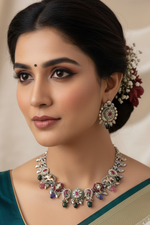 Load image into Gallery viewer, Temple Charm Kundan Necklace Set