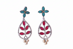 Load image into Gallery viewer, Leaf Motif Enamel Earrings