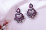 Load image into Gallery viewer, 925 Silver Ruby-Red Chandbali Earrings