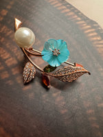 Load image into Gallery viewer, Blue Blossom Pearl Brooch