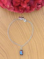 Load image into Gallery viewer, Silver Baby Bracelet with Blue Bottle Charm
