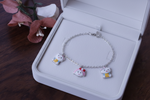 Load image into Gallery viewer, Silver Baby Bracelet with Cartoon Charms.
