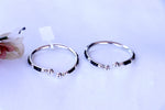 Load image into Gallery viewer, Silver Black Bead Hoop Bangles.