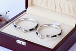 Load image into Gallery viewer, Silver Black Bead Hoop Bangles.