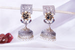 Load image into Gallery viewer, Silver Floral Temple Jhumka