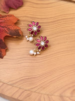 Load image into Gallery viewer, Floral Pearl Drop Earrings