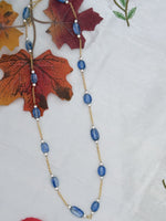 Load image into Gallery viewer, Blue & Pearl Beaded Silver Chain