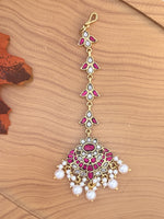 Load image into Gallery viewer, Ruby Pearl Maang Tikka