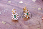 Load image into Gallery viewer, Moissanite Emerald Drop Earrings