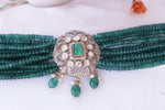 Load image into Gallery viewer, Gold polish Emerald Royale choker with moissanite pendant