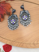 Load image into Gallery viewer, Antique Silver Polki Chandbali Earrings