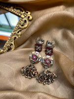Load image into Gallery viewer, Peacock Floral Jhumka Earrings
