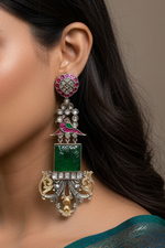 Load image into Gallery viewer, Yellow Stone Silver Earrings