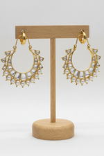 Load image into Gallery viewer, Kundan Pearl Crescent Chandbalis