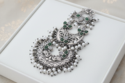 Chandbali Pendant with Green Stones