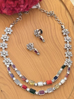 Load image into Gallery viewer, Navratna Necklace with Floral Design

