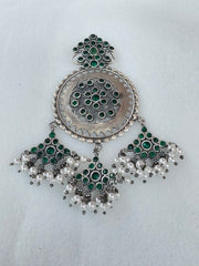 Green stone Oxidised Pendant