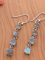 Load image into Gallery viewer, Silver Moonstone Long Drop Earrings

