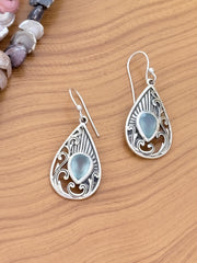 Silver Moonstone Drop Earrings