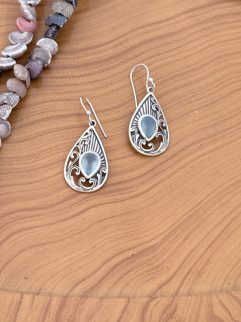 Silver Moonstone Drop Earrings