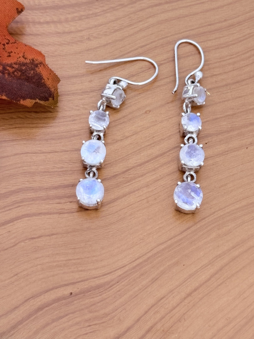 Silver Moonstone Drop Earrings