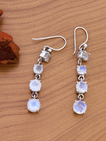 Load image into Gallery viewer, Silver Moonstone Drop Earrings
