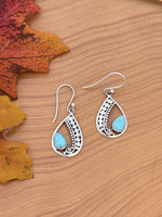 Load image into Gallery viewer, Silver Teardrop Turquoise Earrings

