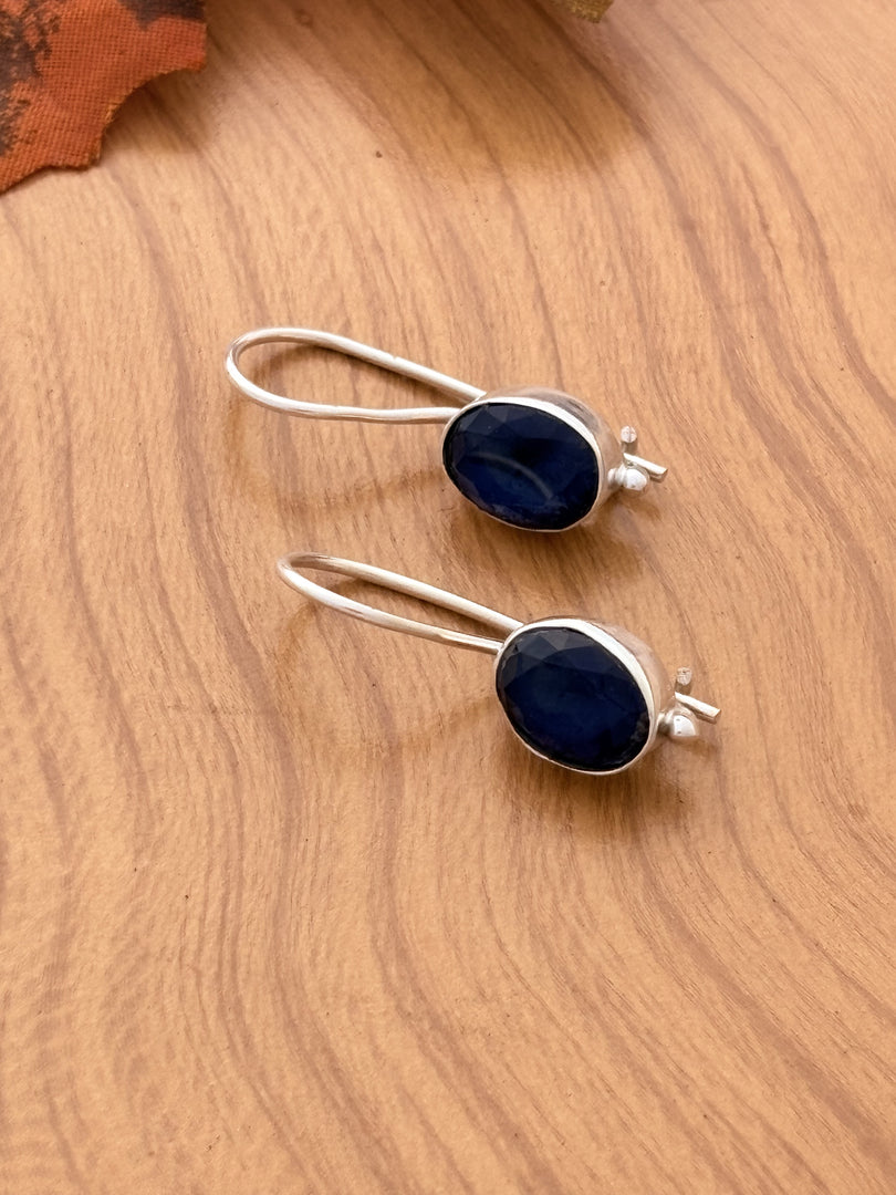 Blue Stone Silver Earrings