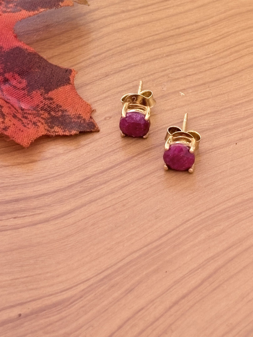 Pink Stone Stud Earrings