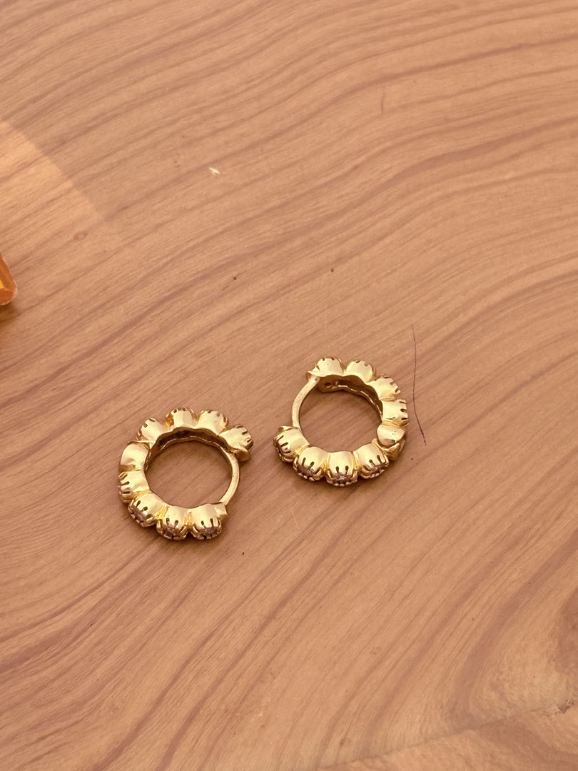Gold-Plated Stone Hoop Earrings
