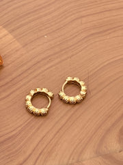 Gold-Plated Stone Hoop Earrings
