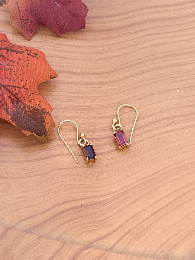 Red Stone Hook Earrings
