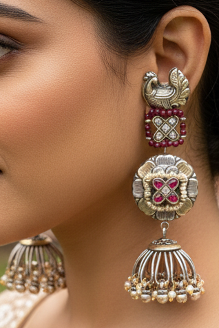 Yellow Stone Silver Earrings